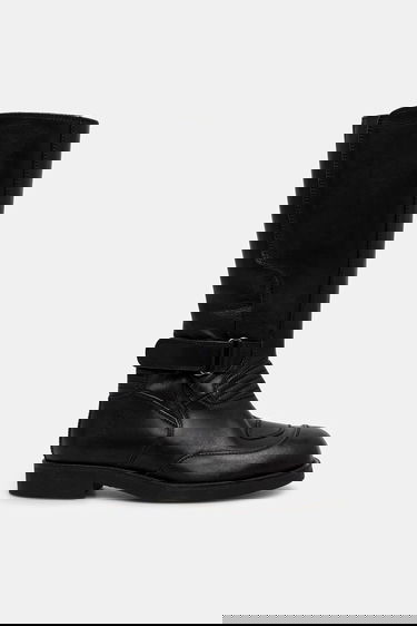 Sneakers og sko Maison Margiela MM6 Maison Margiela Tall Leather Boots with Buckle and Flat Heel Sort | S66WW0100.P7431.T8013, 1