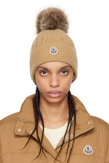Puffer jakke Moncler Moncler Wool & Cashmere Pom Pom Beanie Brun | K10933B00022M4281, 0