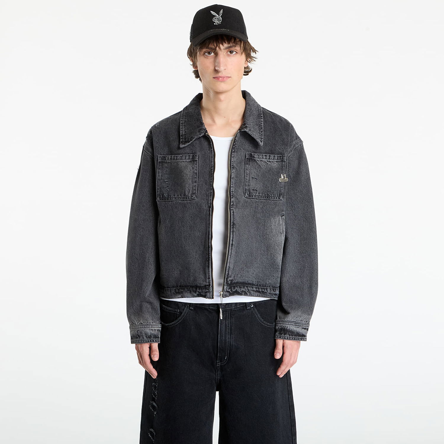 Jakke Footshop Playboy x FTSHP Denim Jacket UNISEX Black Sort | FTSHP_513, 0