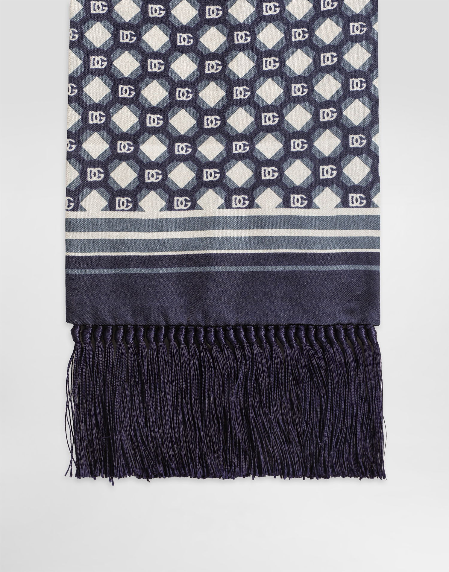 Tørklæde Dolce & Gabbana Dolce & Gabbana Silk Twill Scarf with Micro-Design and Logo Mørkeblå | GQ214EG0WUZHH8PB, 1