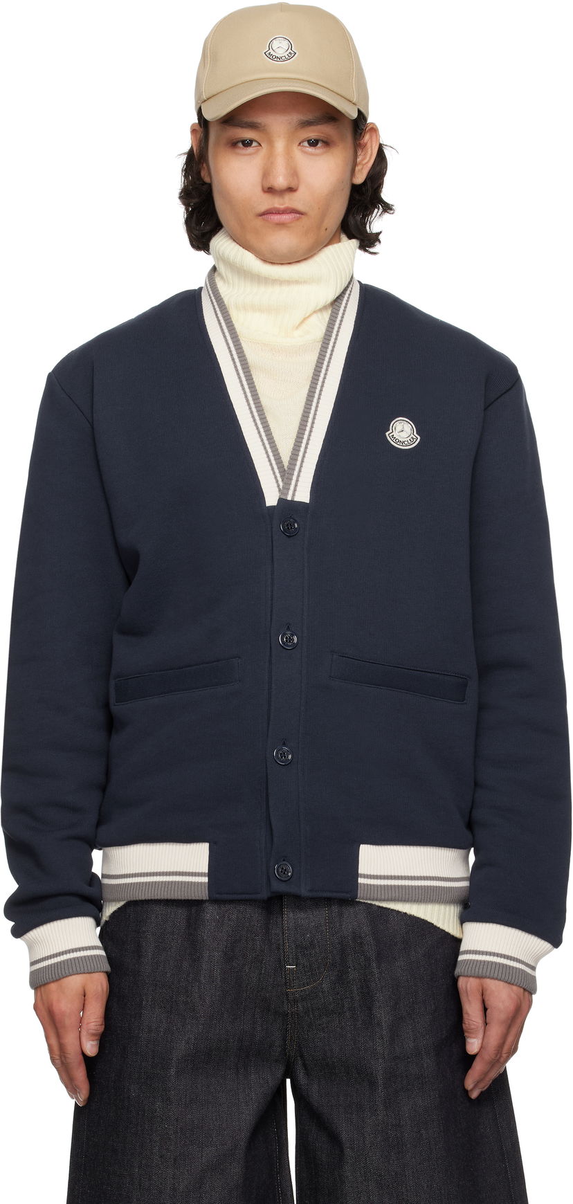 Sweater Moncler Moncler Genius Mercedes-Benz by NIGO Sweatshirt Cardigan Mørkeblå | K14018G0000589AWV