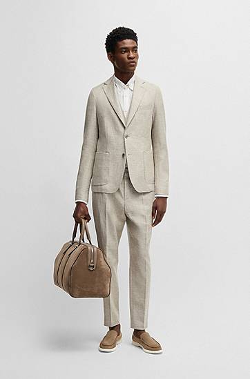 Skjorte BOSS Regular-Fit Linen Button-Down Shirt Hvid | 50529137, 1