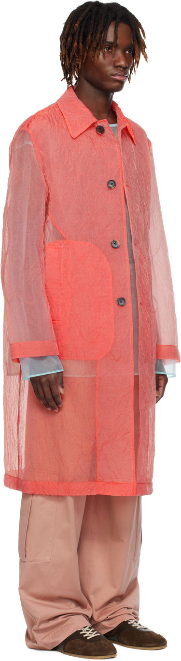 Regnfrakke Dries Van Noten Dries Van Noten Crinkled Organza Coat Rød | 251-020211-1277, 1