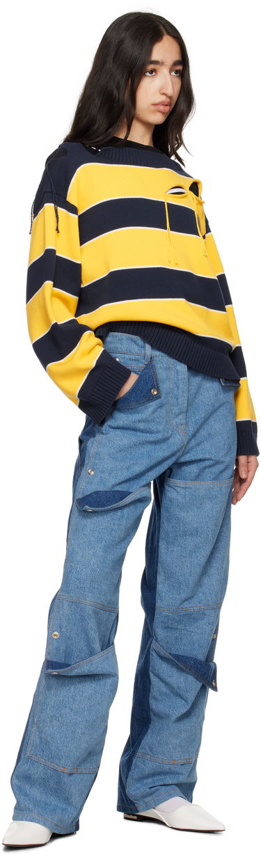 Sweater Charles Jeffrey Loverboy Charles Jeffrey LOVERBOY Slash Stripe Knit Sweater Mørkeblå | 54091302, 3
