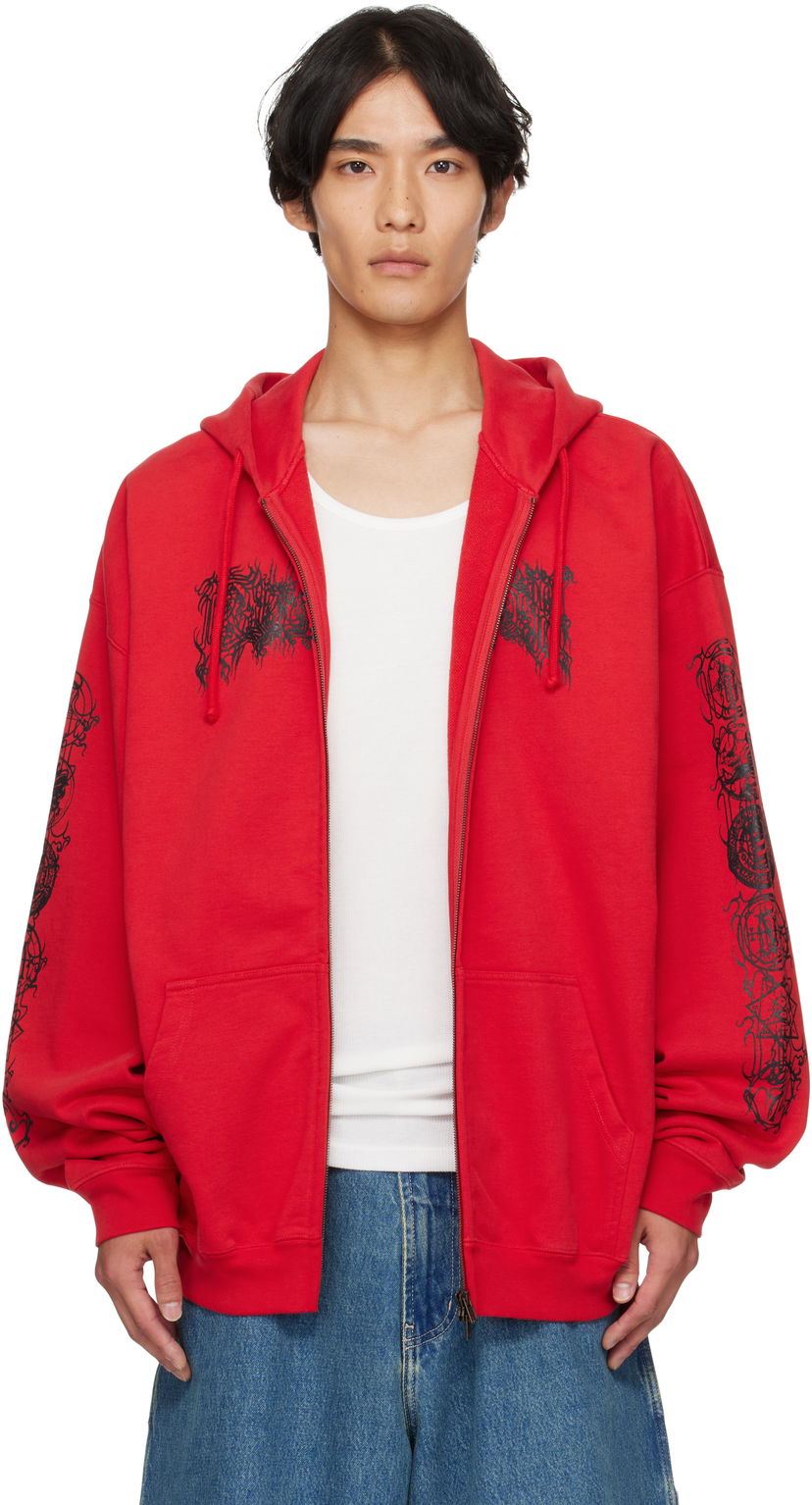 Sweatshirt VETEMENTS Vetements Cradle of Filth Oversized Zip-Up Hoodie Rød | UCF76ZU300R