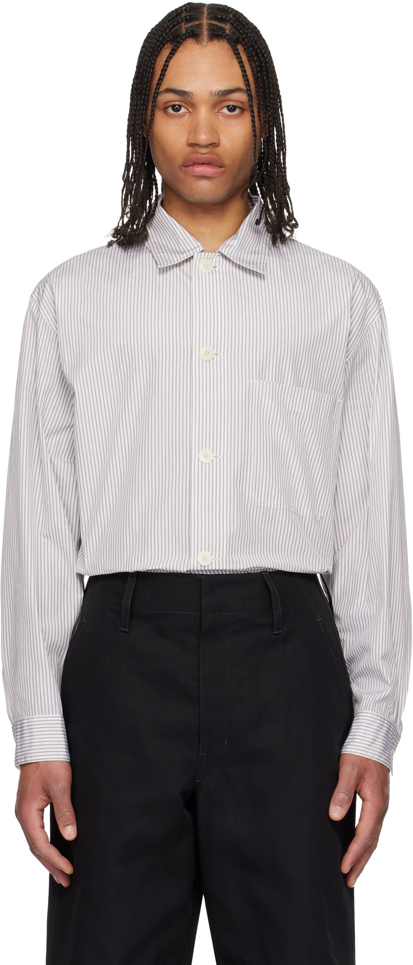 Skjorte LEMAIRE Lemaire Striped Pyjama Shirt Hvid | SH1177 LF1409