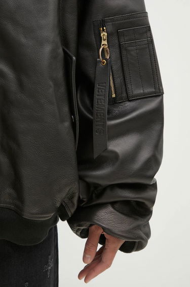 Bomberjakke VETEMENTS VETEMENTS Oversized Leather Bomber Jacket Sort | UA66JA200B, 8