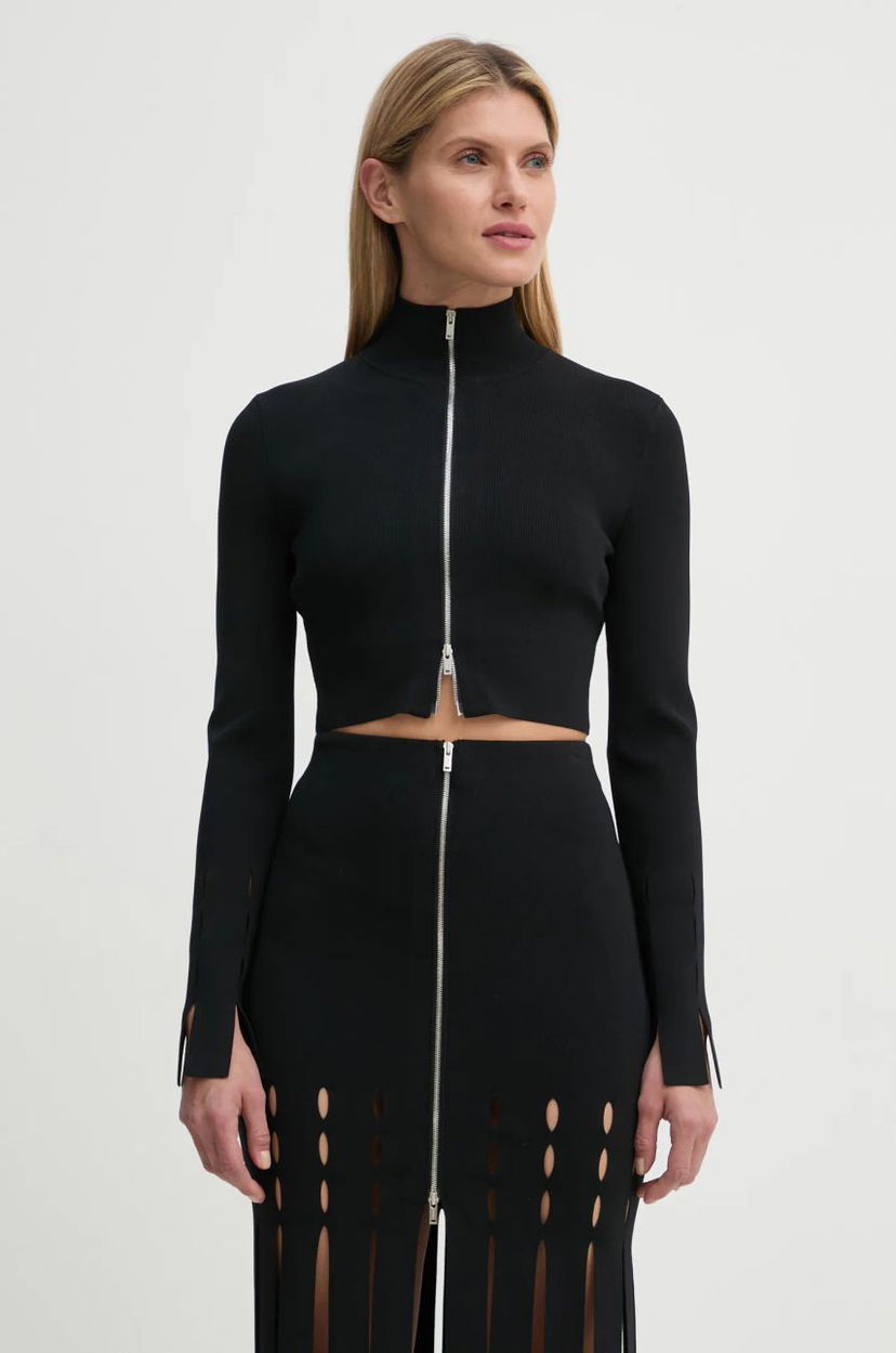 Nederdel Nanushka Black Zip-Up Knit Top and Skirt Set Sort | NW24FWSW46800