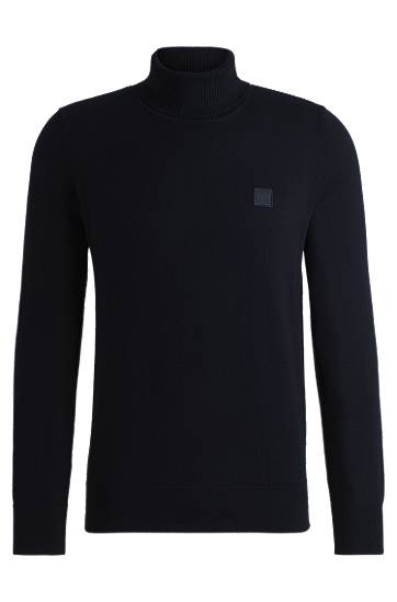 Sweater BOSS Regular-Fit Cotton-Cashmere Rollneck Sweater Mørkeblå | 50527573
