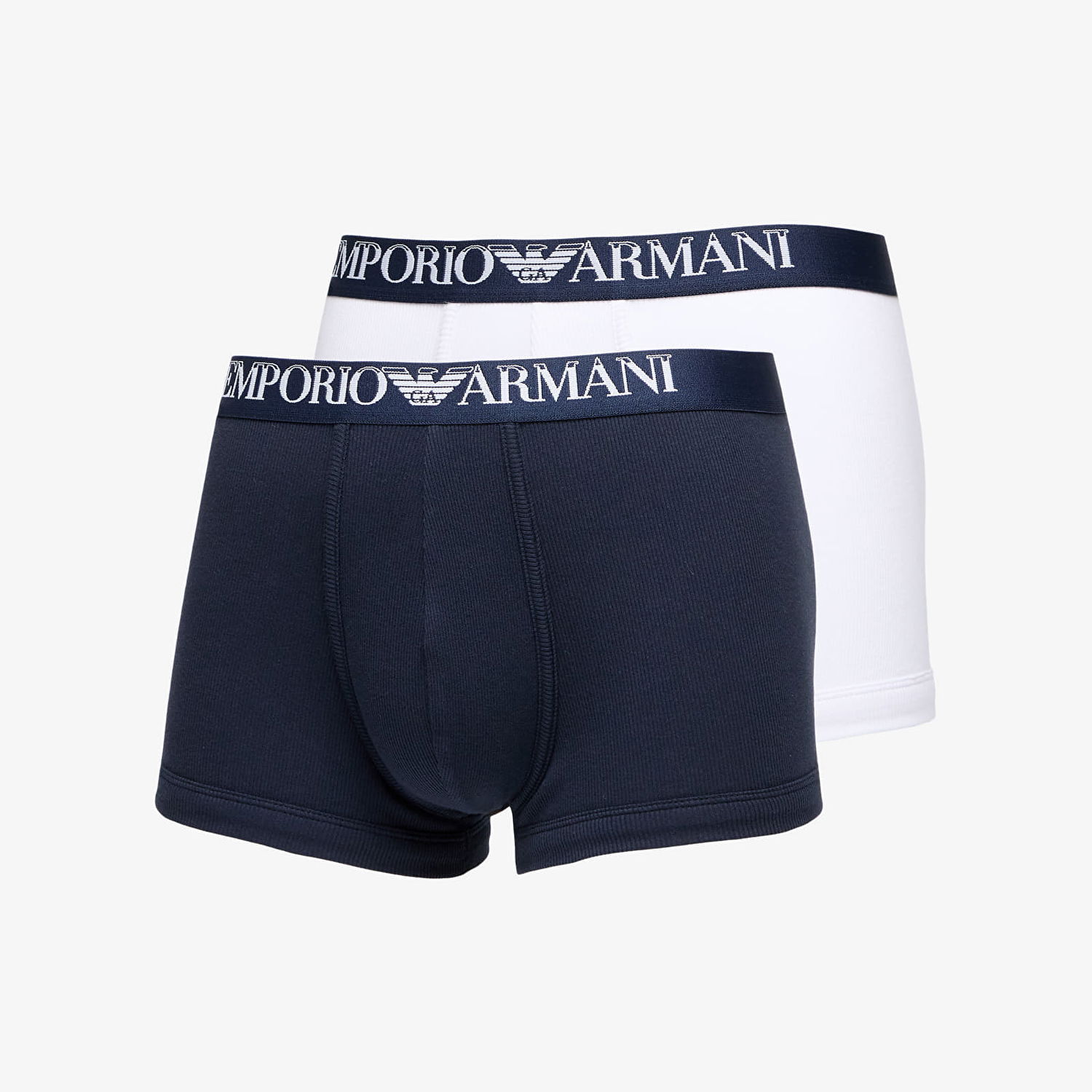 Undertøj og sokker Emporio Armani EA7 Men's Knit Trunk 2-Pack Marine/ Bianco M Sort | 112023 4R502 17135, 0