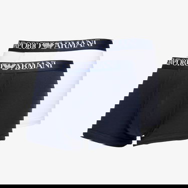 Undertøj og sokker Emporio Armani EA7 Men's Knit Trunk 2-Pack Marine/ Bianco M Sort | 112023 4R502 17135, 0