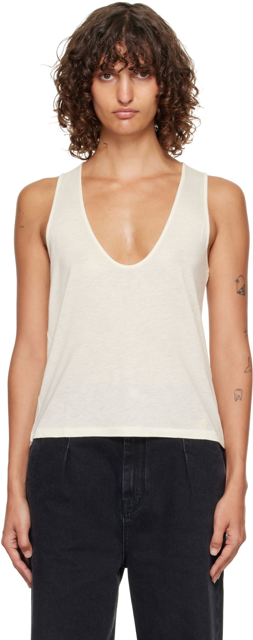 Tanktop Loulou de Saison Loulou de Saison Albia LDS Jersey Tank Top Hvid | ALBIA LDS