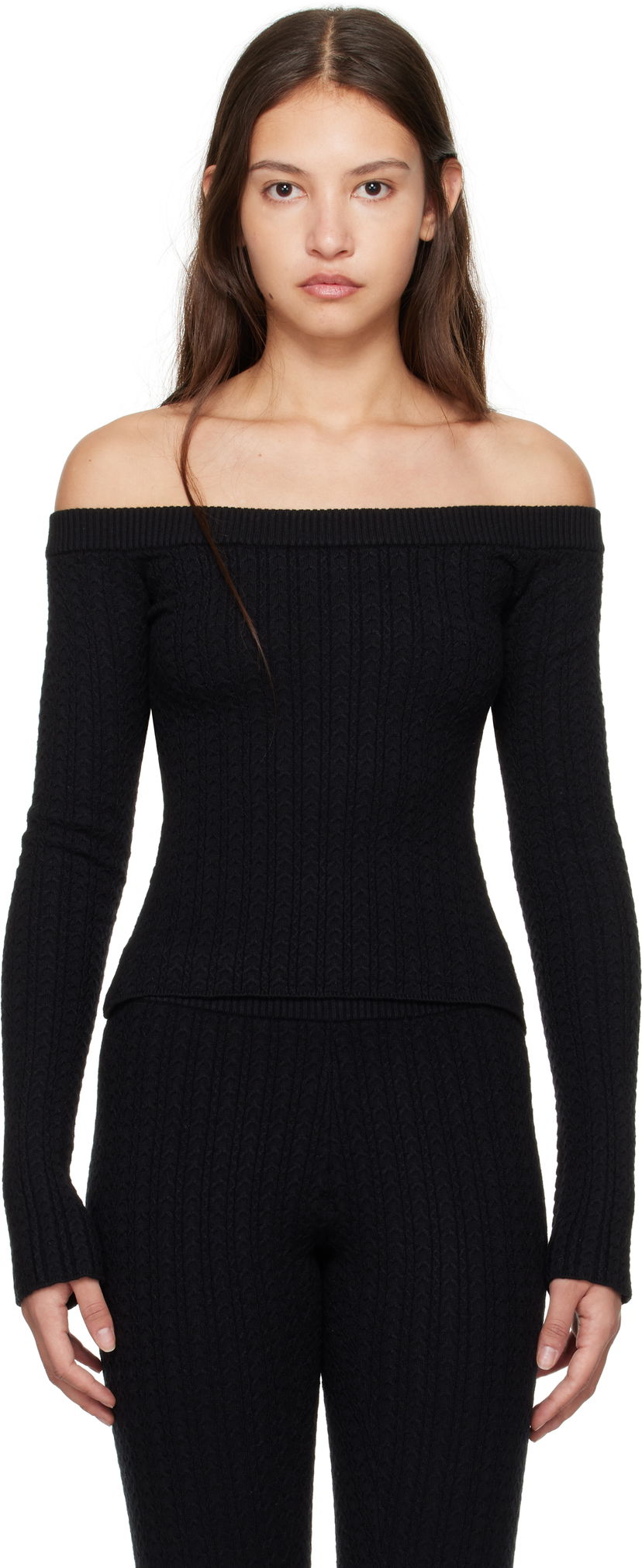 Sweater GUIZIO Guizio Mia Off-the-Shoulder Knit Top Sort | H24107S047