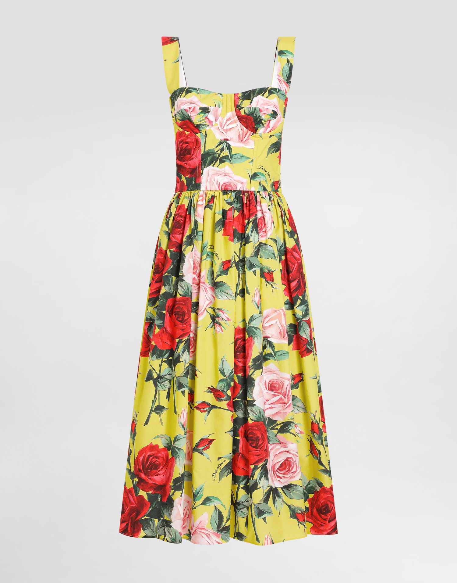 Kjole Dolce & Gabbana Dolce & Gabbana Rose Print Cotton Midi Sundress Gul | F6ZT1THS5TFHG5JD, 0