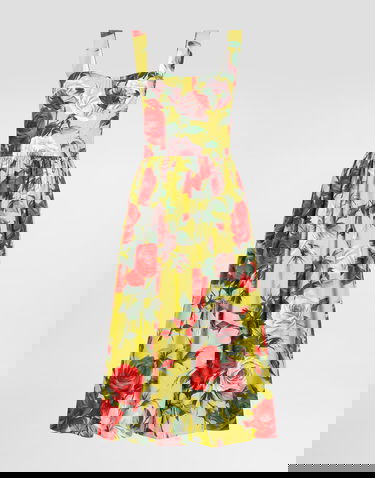 Kjole Dolce & Gabbana Dolce & Gabbana Rose Print Cotton Midi Sundress Gul | F6ZT1THS5TFHG5JD, 0