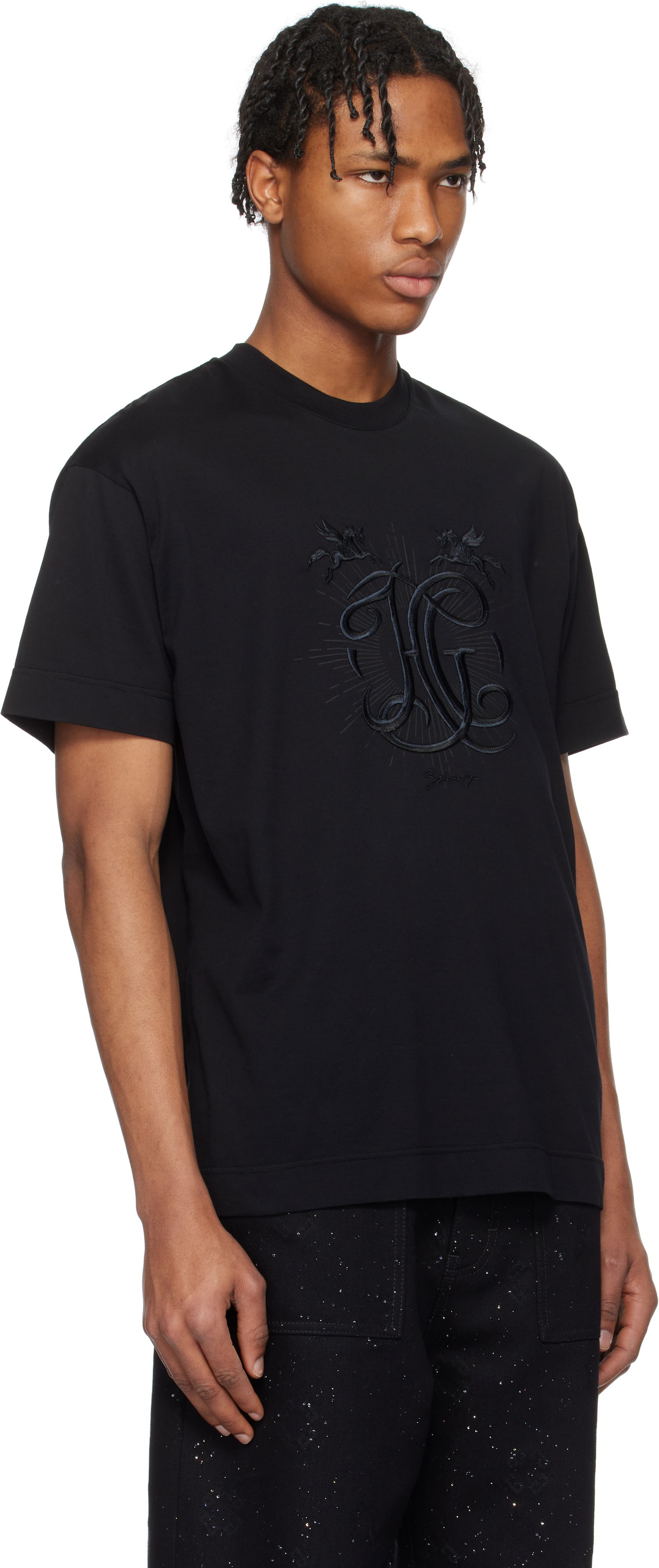 T-shirt Givenchy Givenchy 'HG' Pegasus Embroidery T-Shirt Sort | BM71MG3YQA001, 1
