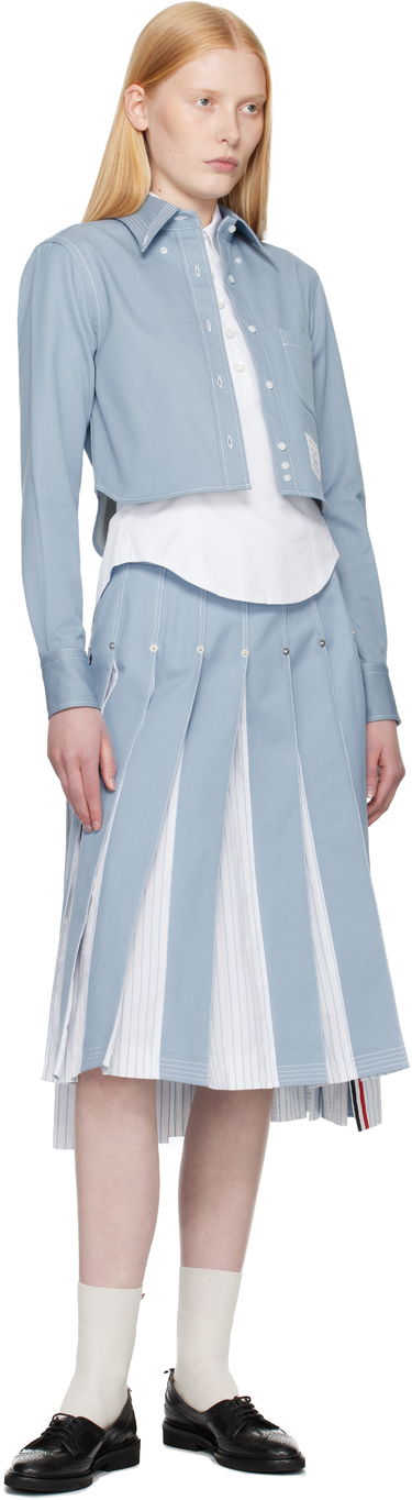 Skjorte Thom Browne Thom Browne Classic Cropped Long Sleeve Shirt Blå | FLL183A-F0991, 3