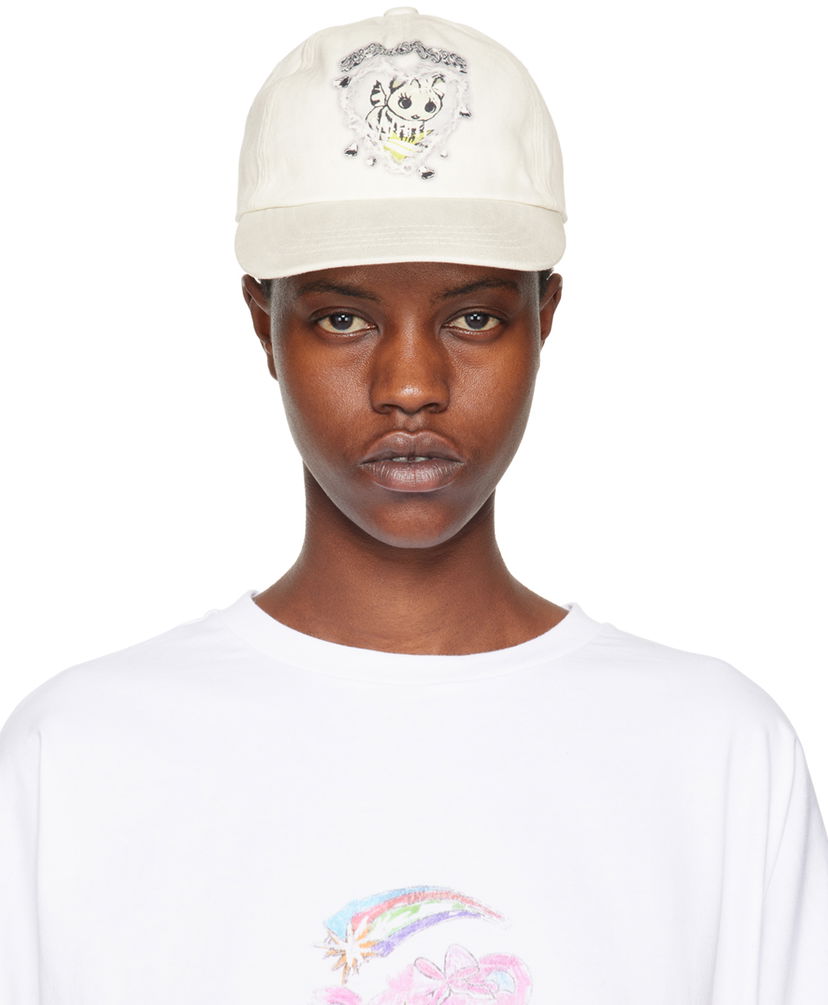 Kasket We11done Character Print Baseball Cap Hvid | WD-AH0-24-402-U-WH