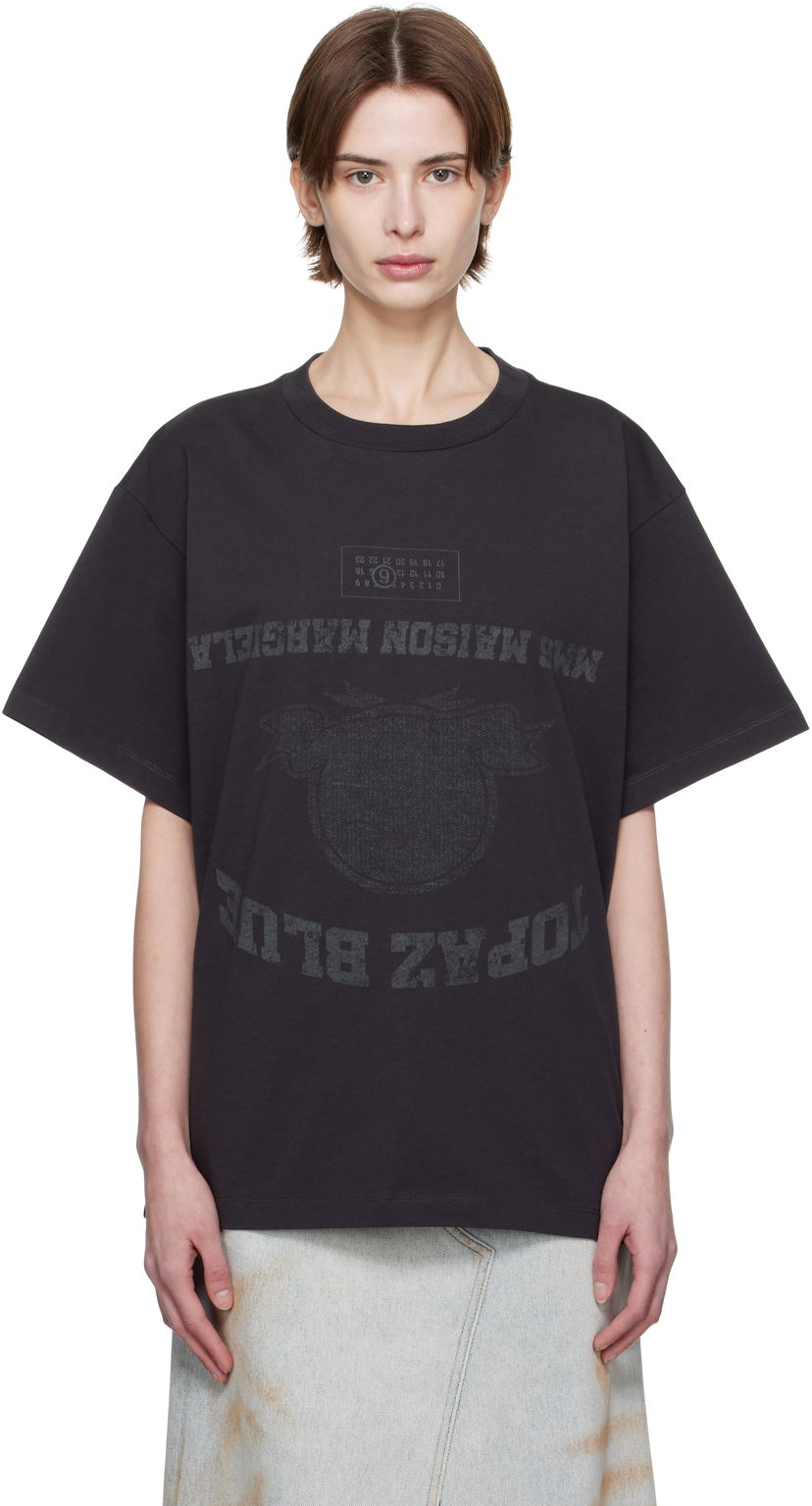 T-shirt Maison Margiela MM6 Maison Margiela Topaz Blue Graphic T-Shirt Sort | SH0GC0041 S24311