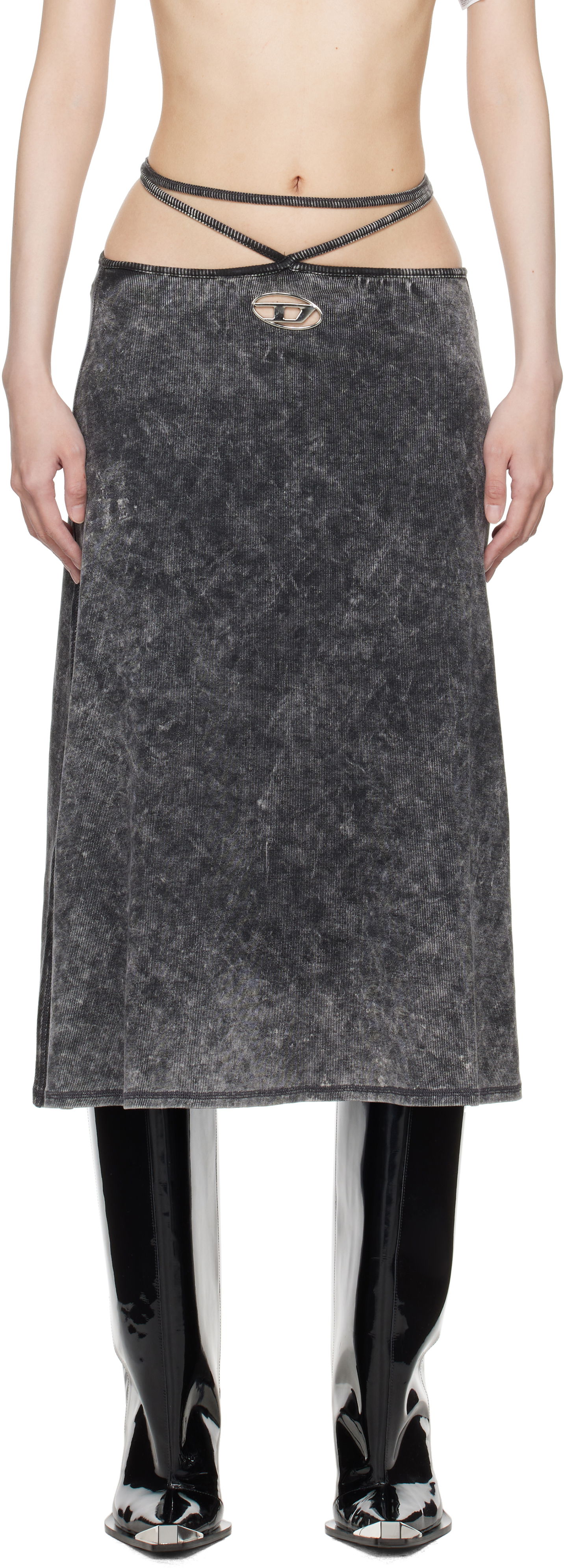 Nederdel Diesel O-Rossi Midi Skirt Sort | A14422 0KHAS O-ROSSI JUPE, 0