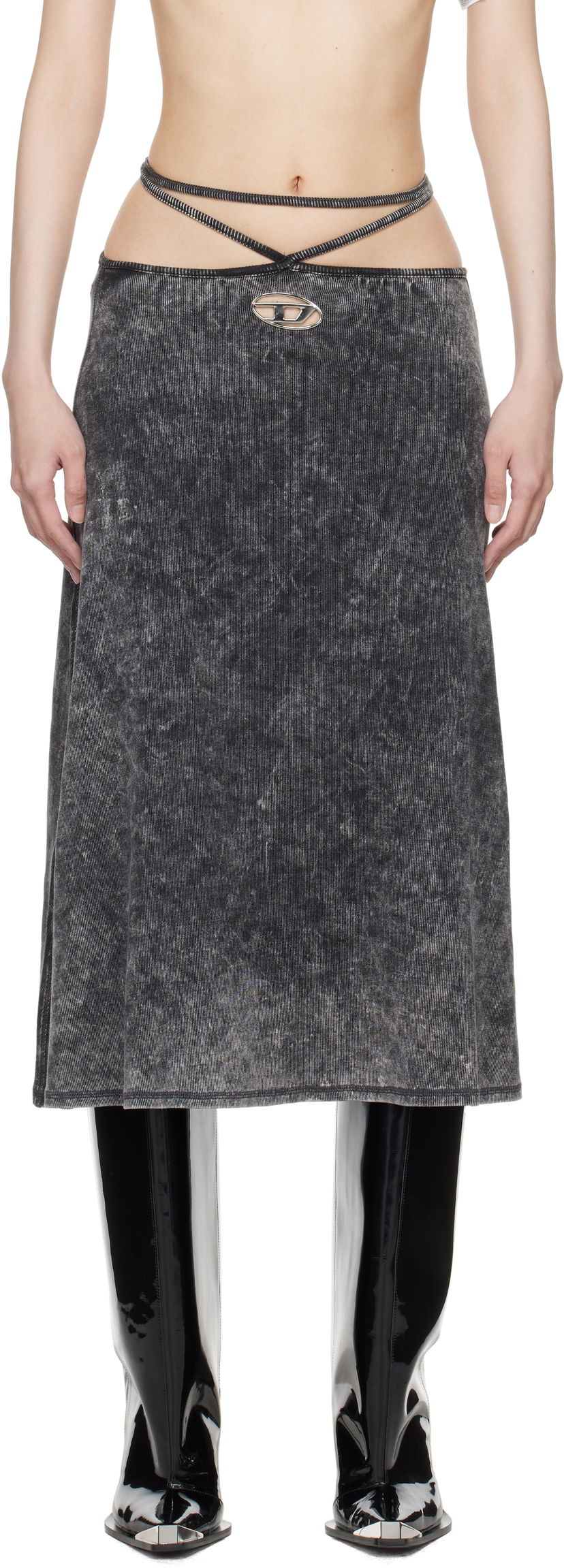 Nederdel Diesel O-Rossi Midi Skirt Sort | A14422 0KHAS O-ROSSI JUPE