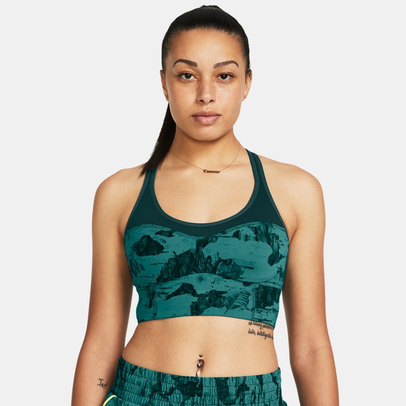 Bh Under Armour Project Rock Infinity Let's Go LL BH mit Print für Damen Coastal Teal / Schwarz Grøn | 1384161-722