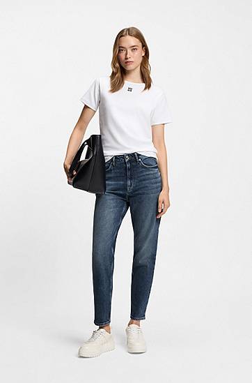 Jeans BOSS Mom-fit Authentic Comfort-Stretch Denim Jeans Blå | 50546480, 1