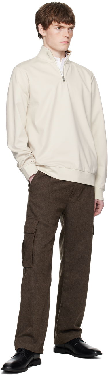 Sweatshirt BOSS Cotton Blend Zip Neck Sweatshirt Sort | 50543887, 3