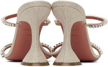 Tilbehør Amina Muaddi Amina Muaddi Gilda Crystal-Embellished Heeled Sandals Beige | GILDA SLIPPER CL CANVAS, 1
