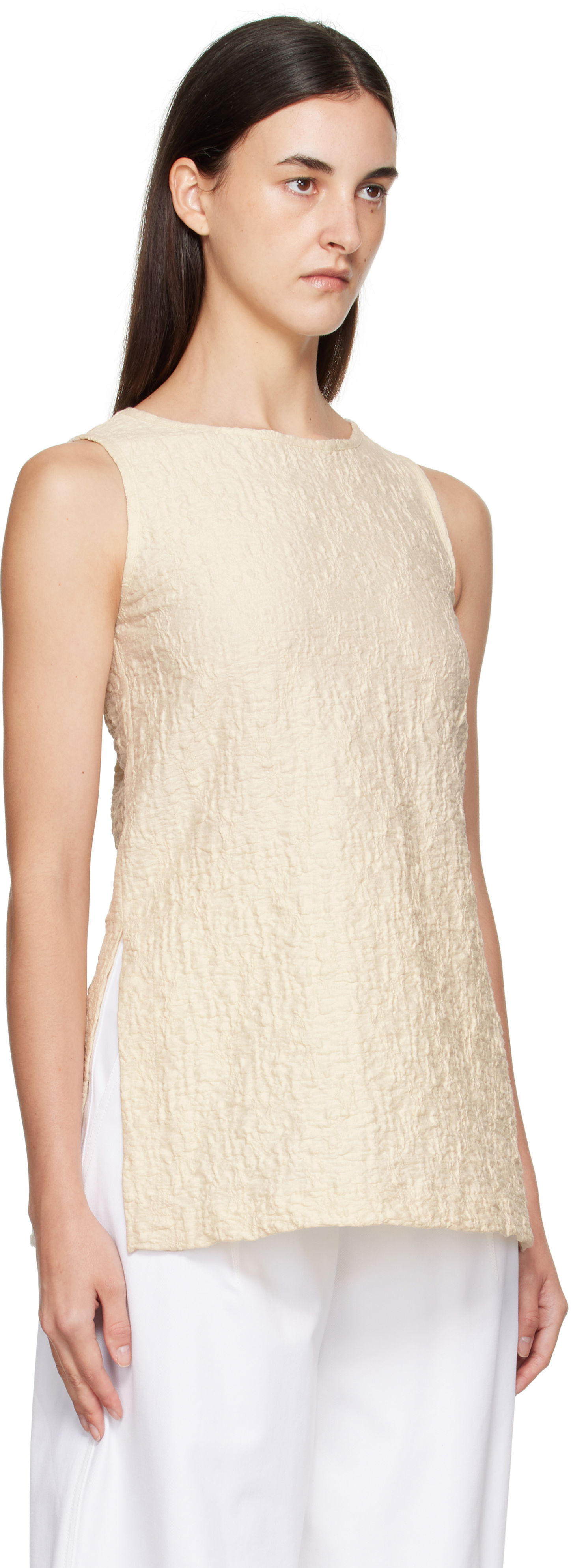 Tanktop Max Mara Max Mara Textured Sleeveless Top Beige | 2521946058600, 1