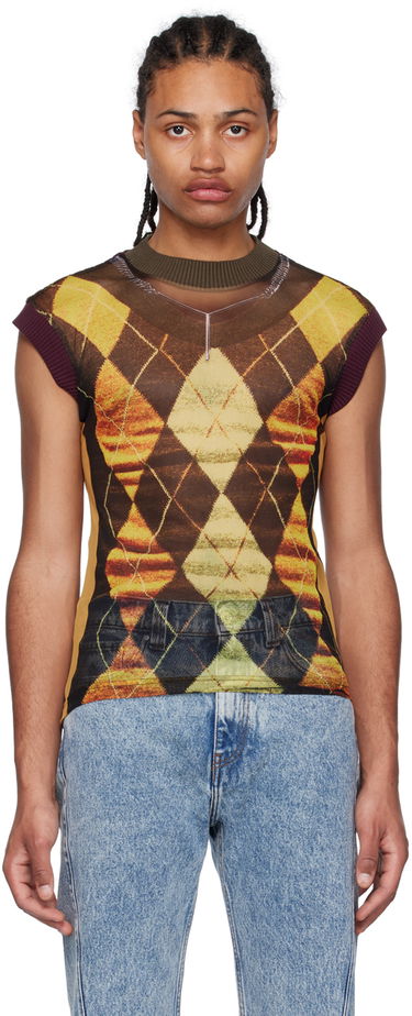 Tanktop Y/PROJECT Jean Paul Gaultier Edition Argyle Mesh Tank Top Gul | YPJPGTS5-S24, 0