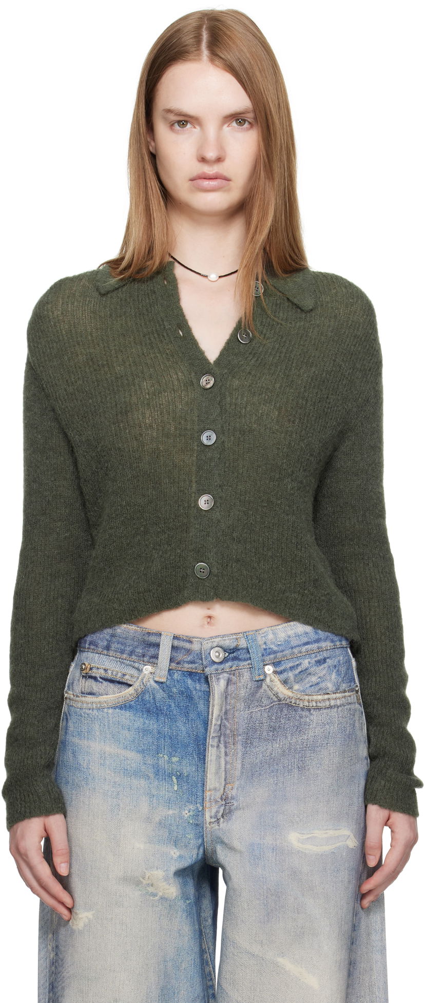 Sweater OUR LEGACY Our Legacy Mazzy Polo Cardigan Grøn | W4253MM