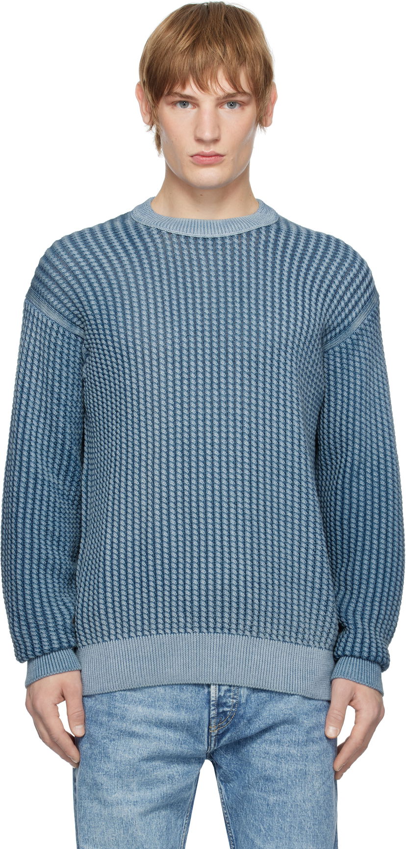 Sweater BOSS Cable-Knit Sweater Blå | 50531487