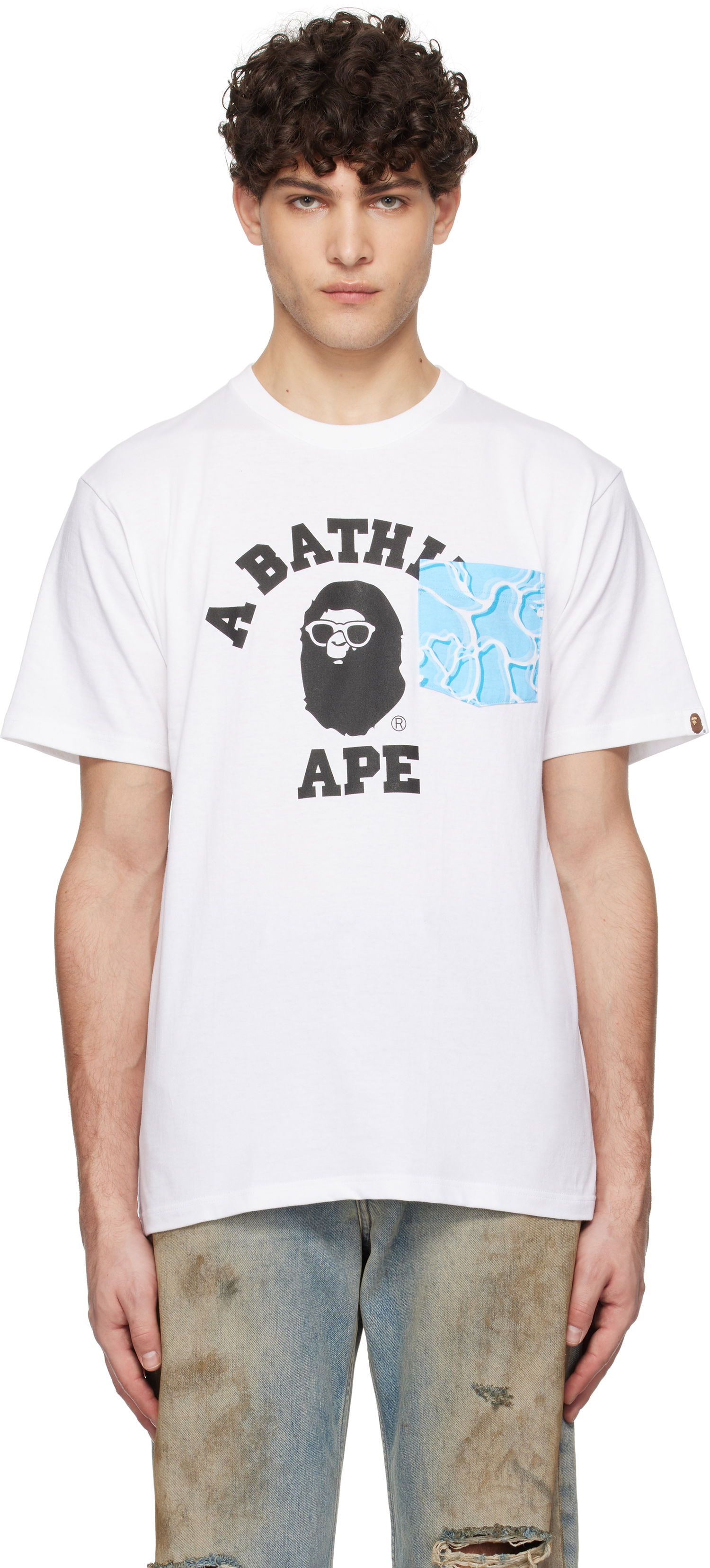 T-shirt BAPE Sea Surface Camo Pocket T-Shirt Hvid | 001CSK701001F, 0