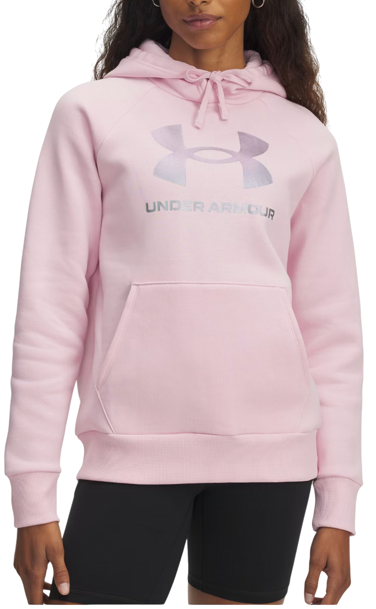 Sweatshirt Under Armour Rival Fleece Shimmer Hoodie Lyserød | 6003710-647