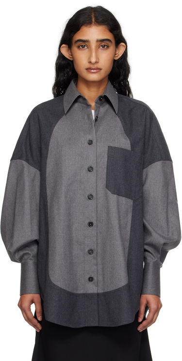 Skjorte Stella McCartney Stella McCartney Mixed Flannel Shirt Grå | 6201593CU703, 0