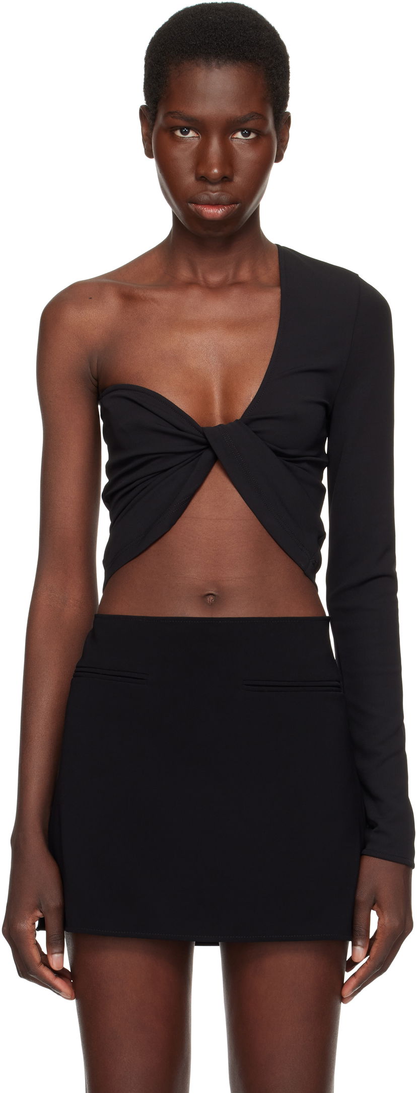 Tanktop Courrèges Courrèges Twist Asymmetrical Cropped Top Sort | 225JTO412JS0220