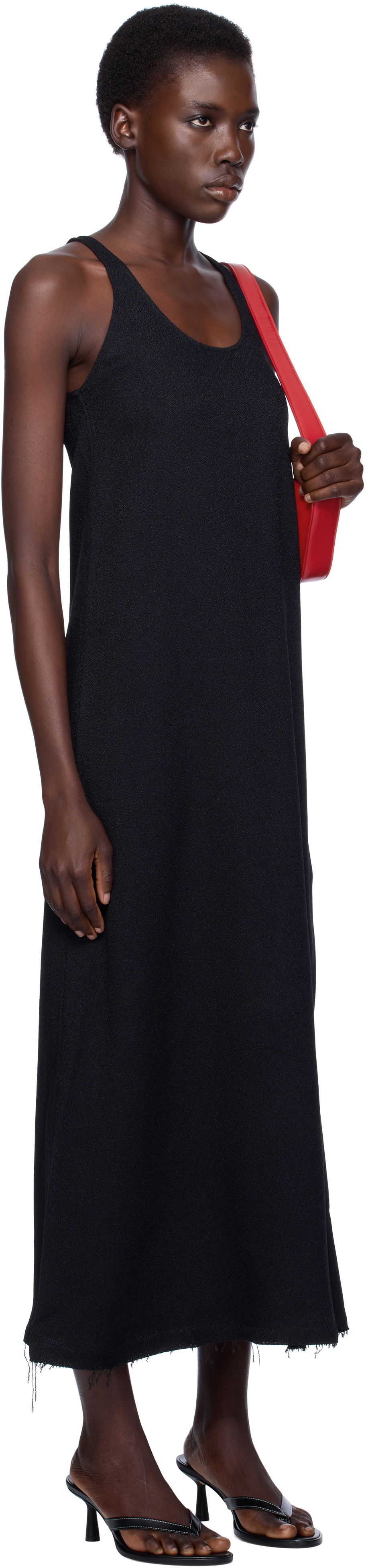 Kjole TOTEME TOTEME Scoop-Neck Sablé Midi Dress Sort | 243-WRD4142-FB0240, 1