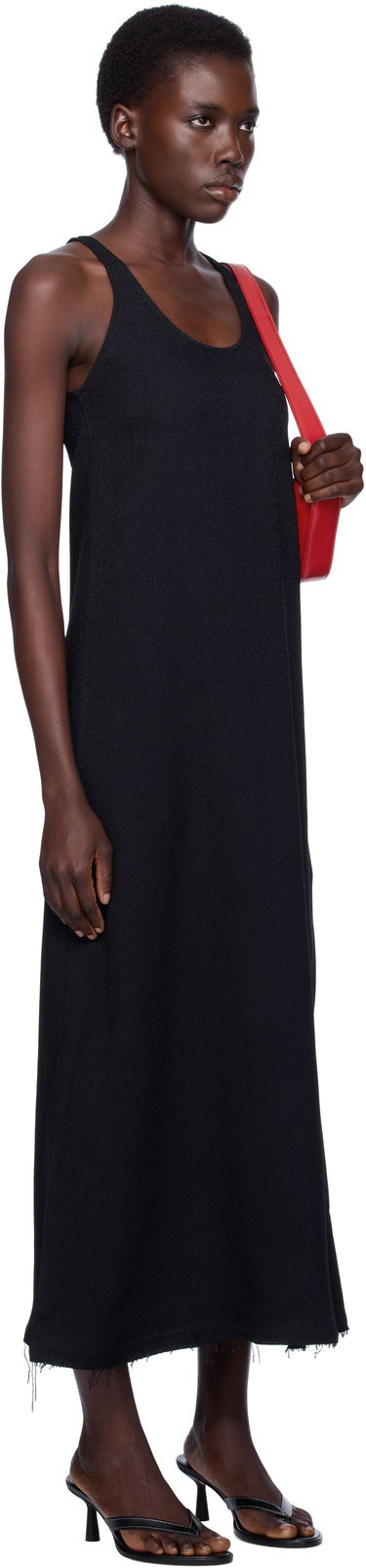 Kjole TOTEME TOTEME Scoop-Neck Sablé Midi Dress Sort | 243-WRD4142-FB0240, 1