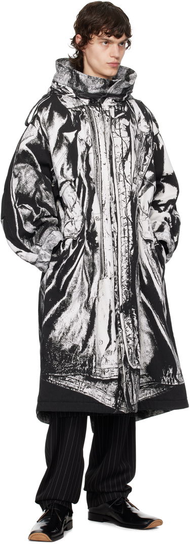 Regnfrakke Jean Paul Gaultier Jean Paul Gaultier Trompe-L'œil Print Hooded Coat Sort | 25/33-F-MA032I-C570-0001, 3
