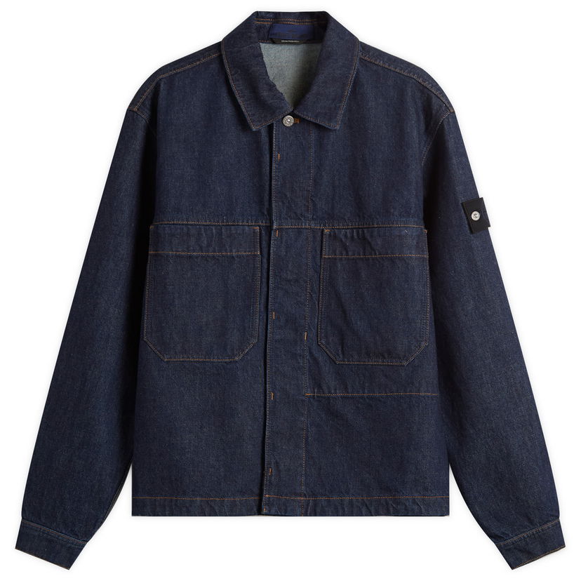 Jakke Stone Island Stone Island Denim Jacket Rinsed Large Mørkeblå | K2S15Q100027-VJ201