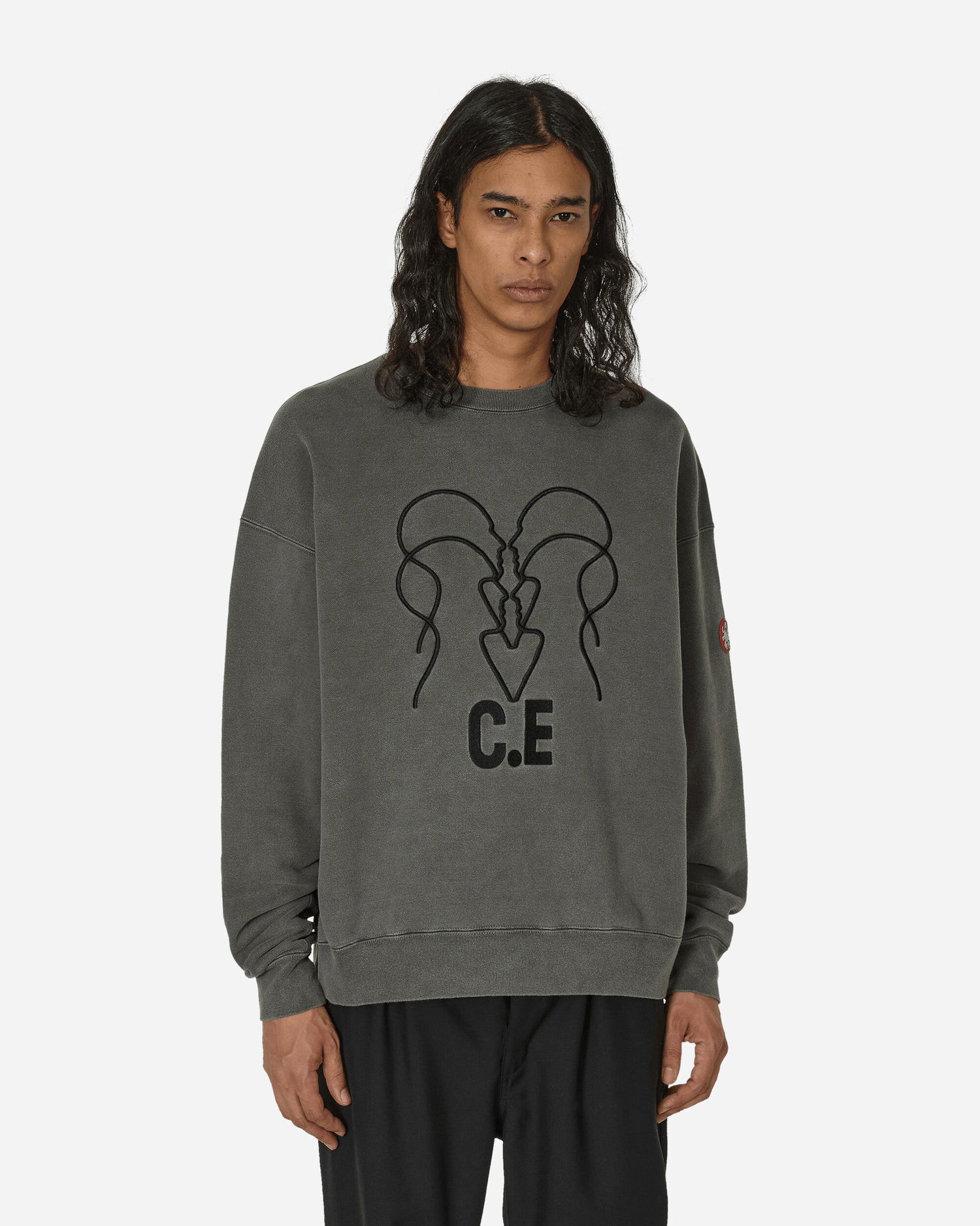 Sweatshirt Cav Empt Overdye Wb Headsx4 C.E Crewneck Sweatshirt Charcoal Grå | CES25CS02 CHCL, 1