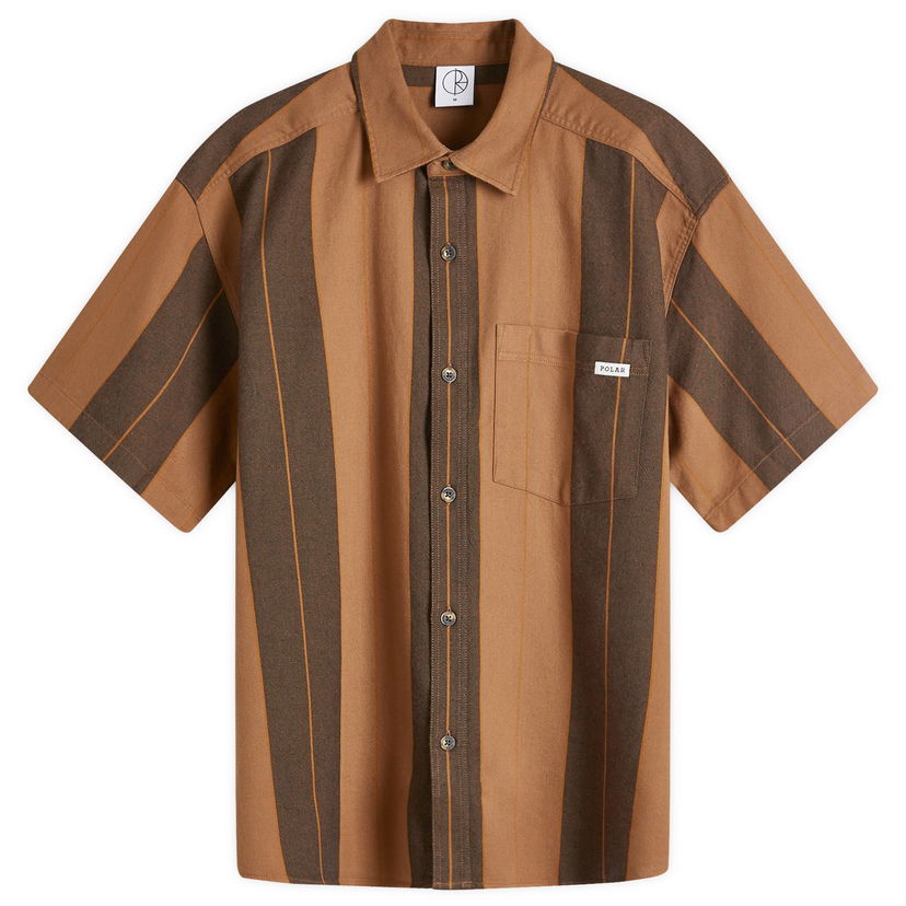 Skjorte Polar Skate Co. Mitchell Strip Short Sleeve Shirt Brown Stripe Brun | PSC-F24-43
