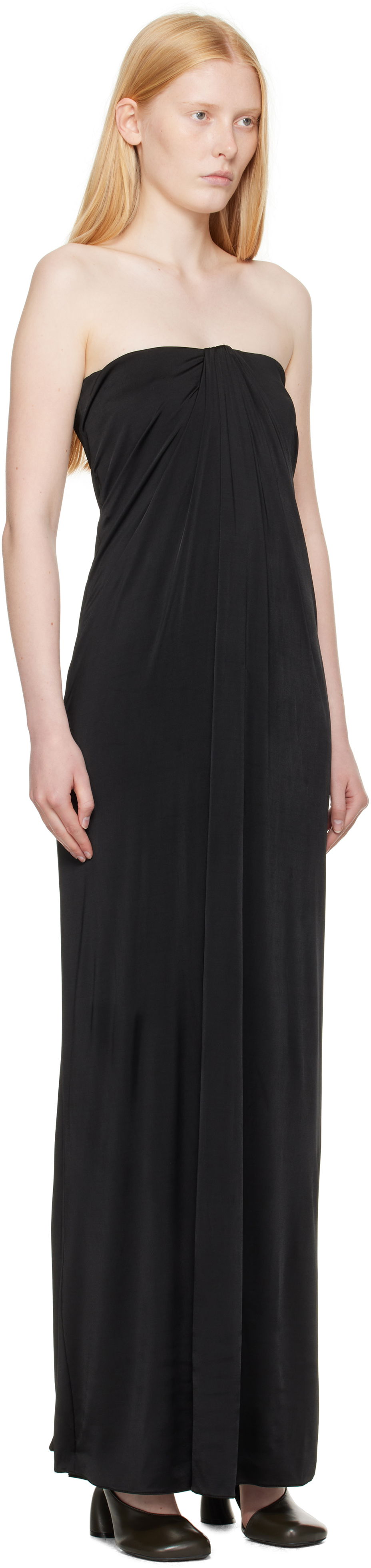 Kjole FERRAGAMO Ferragamo Sleeveless Gathered Maxi Dress Sort | 780649, 1