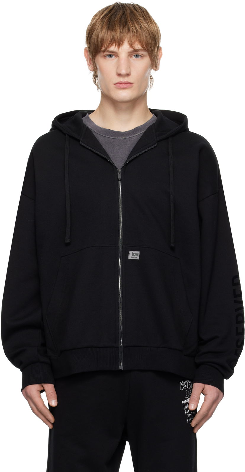 Sweatshirt izzue Quilted Back Zip-Up Hoodie Sort | IZXSWN3525W4NBKX