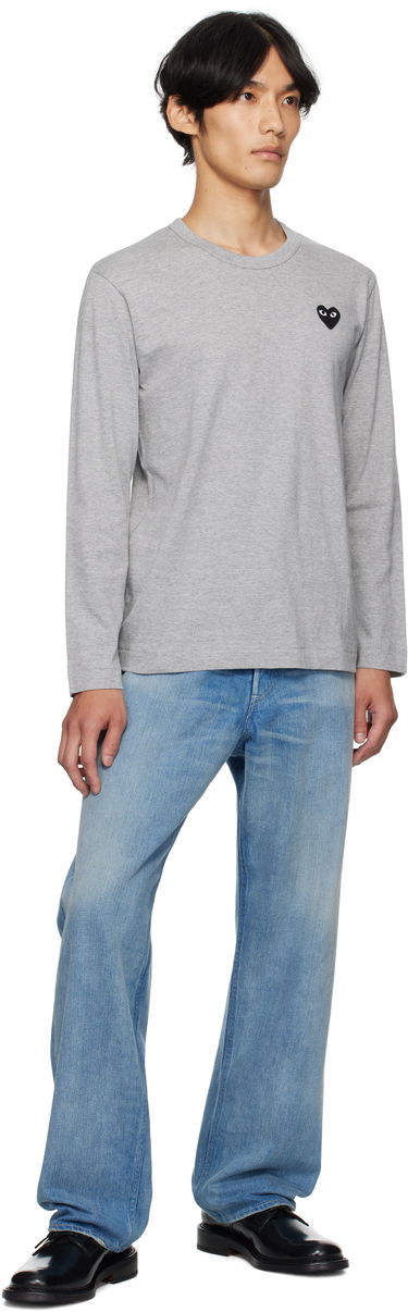T-shirt Comme des Garçons CDG PLAY Heart Patch Long Sleeve Tee Grå | AZ-T122-051, 3