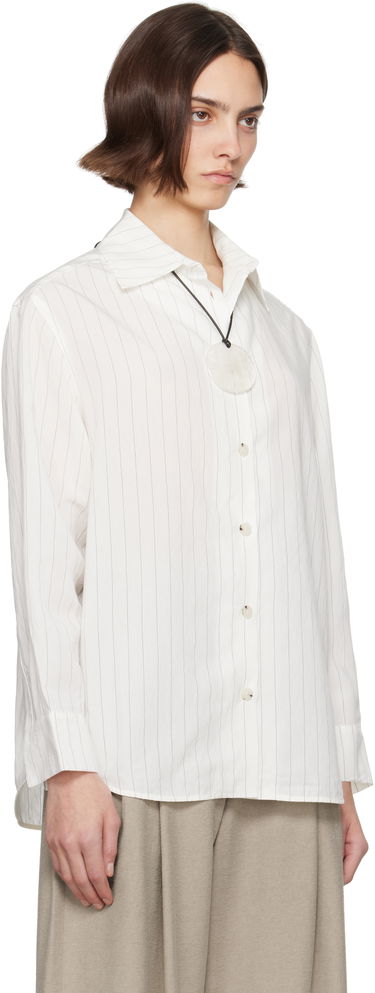 Skjorte Nanushka Nanushka Fryda Pinstriped Button-Down Shirt Hvid | NW25SSTP26400, 1