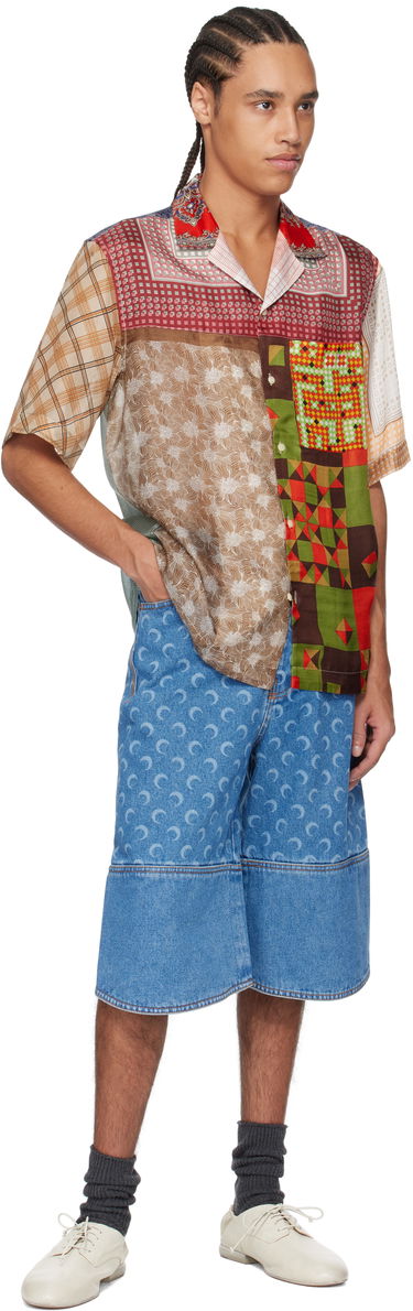 Skjorte Marine Serre Marine Serre Regenerated Silk Patchwork Bowling Shirt Flerfarvet | USI025A UWOV0028, 3
