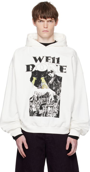 Sweatshirt We11done We11done Cat Poster Graphic Hoodie Hvid | WD-TH2-25-837-U-WH, 0