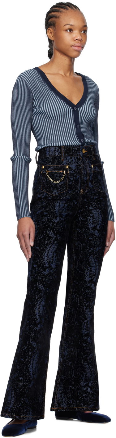 Jeans GANNI GANNI Goddi Snake Print Flare Jeans Blå | J1612, 3
